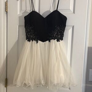 Black and White Dress with Beaded Detail